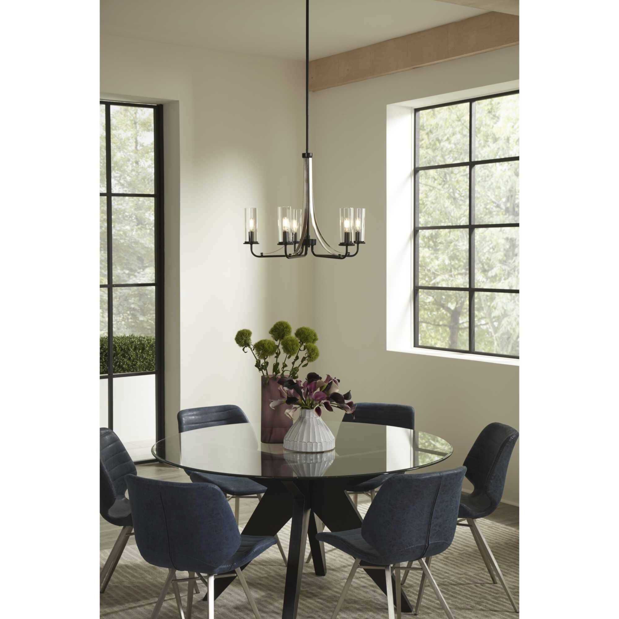 Riley 5 Light 24 inch Matte Black Chandelier Ceiling Light